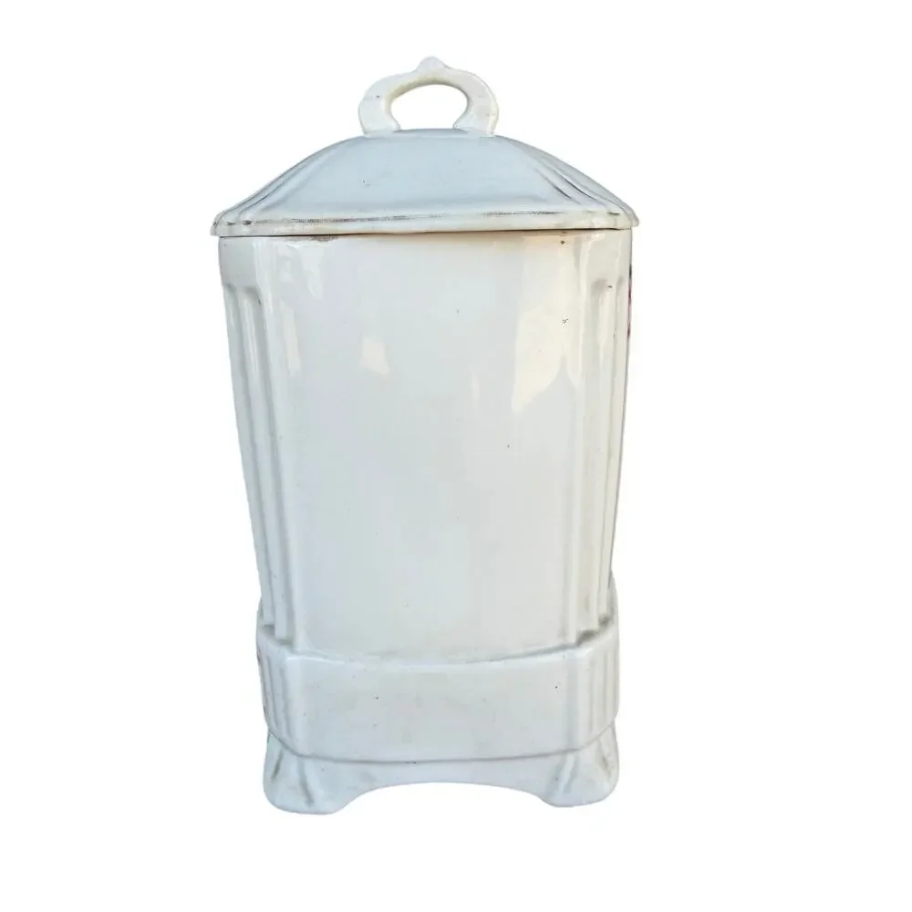 VINTAGE Art Deco Sugar Canister with Lid Floral Made in Czechoslovakia Ceramic